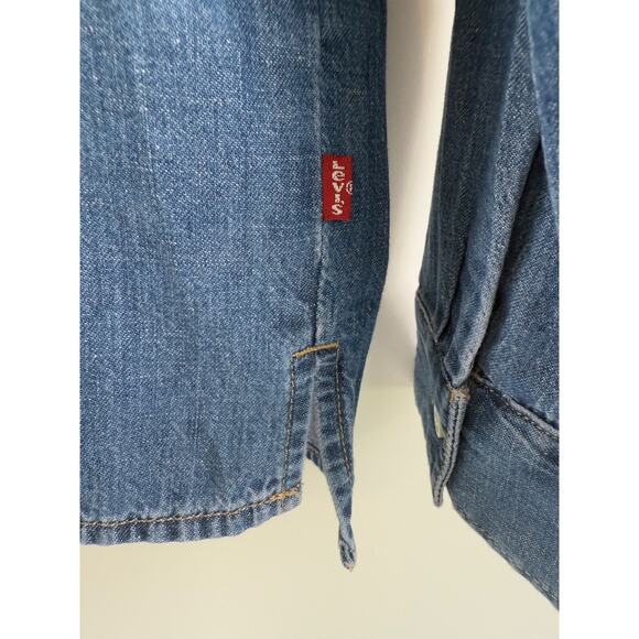 Levi's Women's Odessa Long Sleeve Relaxed Fit Button Up Blue Shirt Size XL - Picture 3 of 14